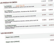 Le Kiosque à Pizzas menu