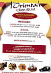 Chez Aicha l'Orientale menu