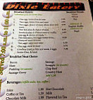 Dixie Eatery menu