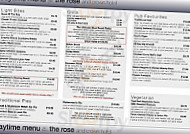 Rose And Crown menu