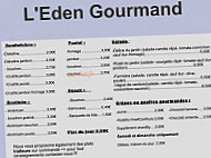 L'eden Gourmand menu