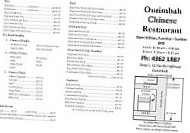 Ourimbah Chinese menu