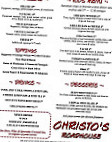 Christo's Roadhouse menu