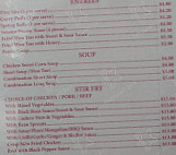 Ironside Family Chinese menu