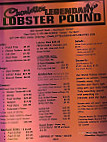 Charlotte's Legendary Lobster Pound menu