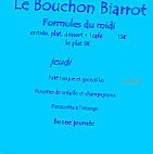 Le Bouchon Biarrot menu