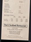 Don's Seafood menu