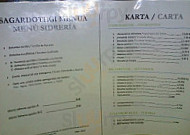 Ipur Sagardotegia menu