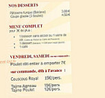 La Colombe menu