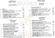 Bodega vinos y tapas menu