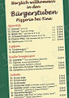 Bürgerstuben Pizzeria Bei Tina menu