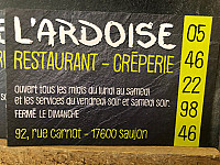 L'ardoise menu