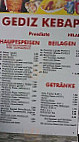 Gediz Kebab menu