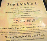 Double E Burger And Ice Cream Shoppe menu