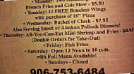 Camp Shakey Saloon menu