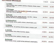 Le kiosque a pizzas menu