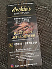 Archie's Grill Palast menu