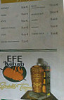 Efe Kebab menu