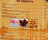 Le Taj Mahal menu