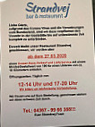 Strandvej Bar Restaurant Großenbrode menu