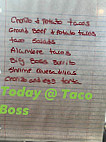 Taco Boss menu