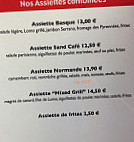 Sand'café menu