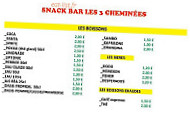 Snack Les 3 Cheminées menu