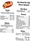 Snak Shak menu