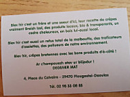 Crêperie De Terrain Blev Hir menu