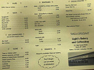 Light's Bake Shop menu