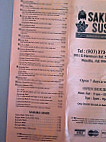 Sakura Sushi Japanese menu