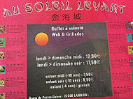 Au Soleil Levant menu