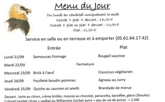 Auberge Du Gypaete Barbu menu