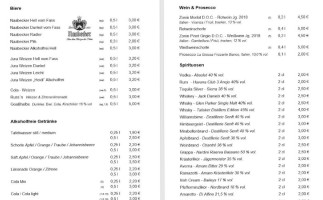 Sportparkwirt menu