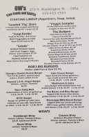 G W's Fine Food Spirits menu