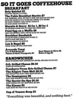 So It Goes Coffeehouse menu