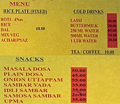 Dosa Cafe menu