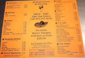 Casita De Oro menu