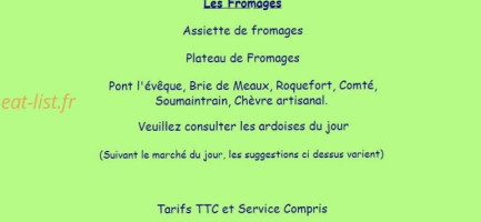 La Tour Sarrasine menu