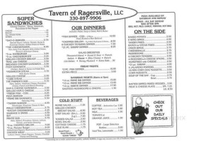 Tavern Of Ragersville menu