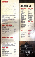 Lost Found Inn menu