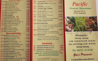 Asia Pacific menu