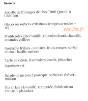 Les Oiseaux menu