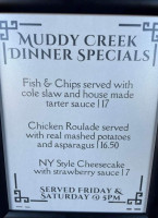 Muddy Creek Cafe Music Hall menu