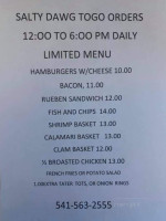 Salty Dawg Grill menu