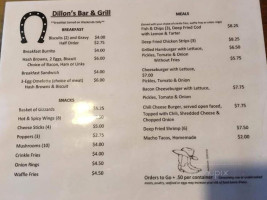 Dillon's menu