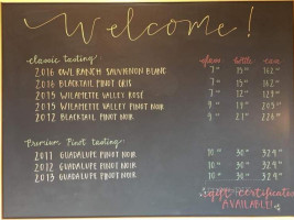 Siltstone Wines menu