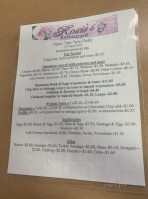 Rosie's menu