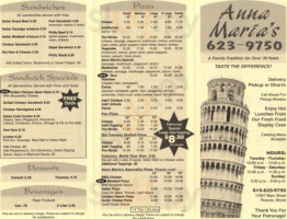 Anna Maria's menu