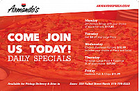 Armandos Pizza menu